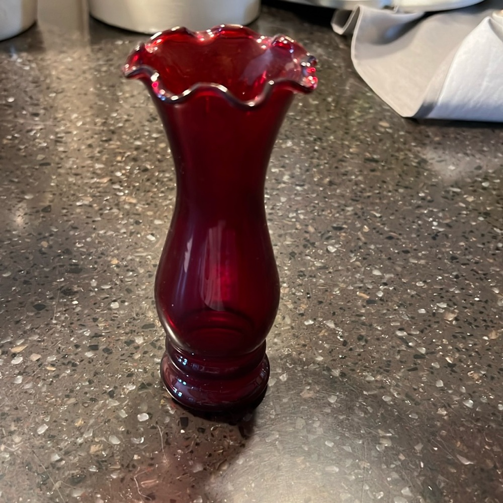 Depression glass red vase